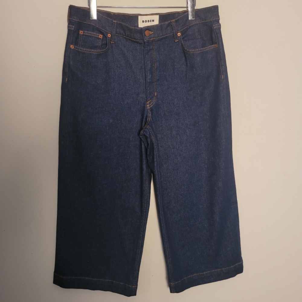 Boden Dark Wash Wide Leg Crop Jean Sz 32